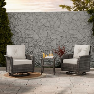 EAGLE PEAK Rustic Veranda Patio Bistro Set, Outdoor Wicker Furniture - 1 of 4