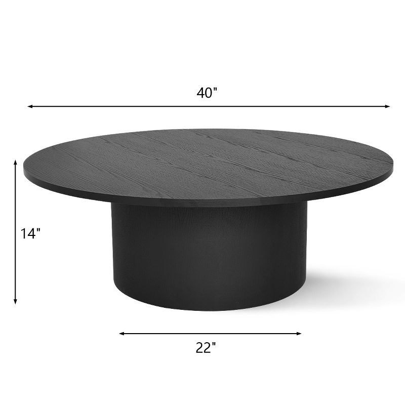 40" Dwen Manufactured Wood Foil with Grain Paper Round Coffee Table With Pedestal Base -The Pop Maison, 3 of 8