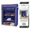 J&V TEXTILES 4 Tier Shoe Rack with Side Pocket Holds 24 Shoes Navy - 2 of 4