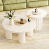 Modern Coffee Table Set of 2, Round Coffee Table with Cylindrical Leg Design and End Table, Stackable Design for Living Room - 3 of 4
