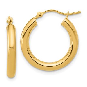 Black Bow Jewelry 3mm Round Hoop Earrings in 14k Yellow Gold, 20mm (3/4 Inch) - 1 of 4
