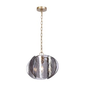 LNC Rajinloosm 1-Lights 11.8" Modern Luxury Geometric Pendant Lights, Gold and Smoked Gray Textured Glass - 1 of 4