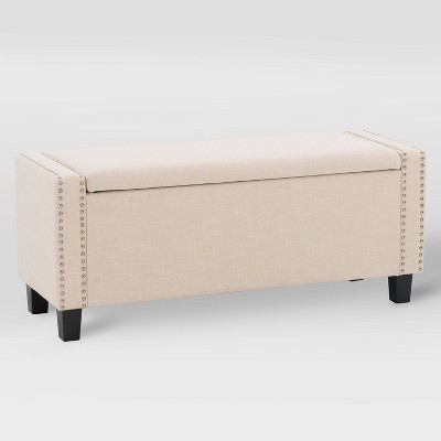 Boston Storage Fabric Ottoman Beige - CorLiving