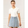 Allegra K Women's Sweet Ruffle Trim Peter Pan Collar Button-Down Shirt 2 Packs - 2 of 4