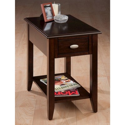 Traditional Warm Merlot Birch Chairside Table with Storage