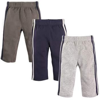 Hudson Baby Infant and Toddler Boy Cotton Pants 3pk, Navy Gray