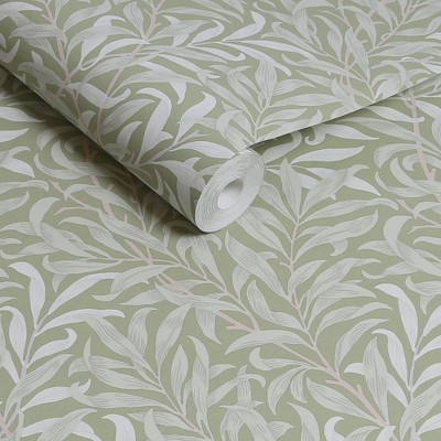 William Morris Sage Willow Bough Vinyl Wallpaper Double Roll