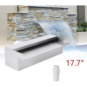 17.7" Pool Fountain Stainless Steel Pool Waterfall Spillway with Pipe Connector - 1 of 4