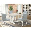 HomeStock 5-Piece Rectangle Natural Oak Finish Solid Speckled Top Dining Table with 4 Baby Blue Parson Chair - 2 of 4