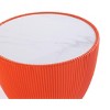Sapphtopaz Modern End Table with Pleated Upholstered Sofa Table with Round Ceramic Marble Table Top Elegant Side Table for Living Room, Bedroom - 4 of 4