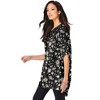 Roaman's Plus Size Floral Y-Neck Pintuck Tunic – Adjustable Long Sleeve Button-Front, Relaxed Shirt Style - 4 of 4