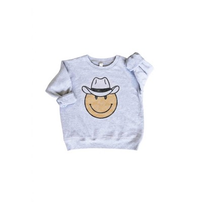 Girl Toddlers Cow Smiley Face Crewneck Sweatshirt - OAT COLLECTIVE