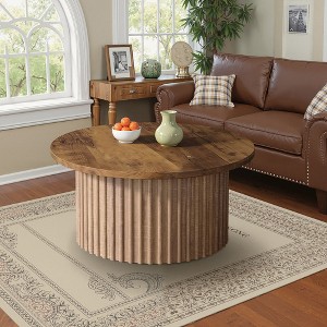 UbMelt Circle Coffee Table Modern 31.5 Inch Center Table with Sturdy Base for Living Room,Brown - 1 of 4