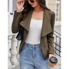 MISSKY Women's Fashion Faux Suede Jackets 2024 Clothes Lapel Long Sleeve Open Front Outerwear Cropped Coats - 3 of 4