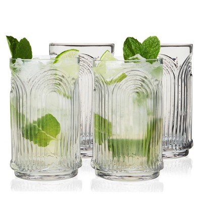 Beau 18 oz Clear Lead-Free Crystal Highball Glasses Set