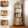 ORRD 5-Tier 360° Rotating Bookshelf with Wheels, Space-Saving Round Bookcase Tower for Home & Office, Wood - 4 of 4