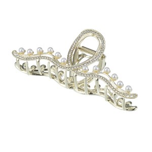 Unique Bargains Women's Faux Pearl Wave Shape Hair Clips and Pins Gold Tone 1 Pc - 1 of 4