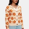 Knit & Lounge Women’s Floral Button Front Cardigan Soft Knit Lightweight Long Sleeve Sweater Classic Round Neck - 2 of 4