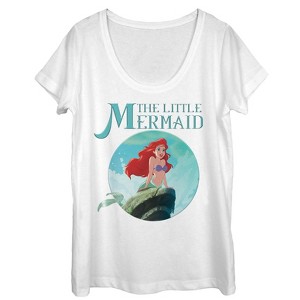 Women's The Little Mermaid Ariel Wave Scoop Neck - 1 of 3