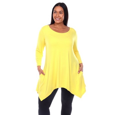Women's Plus Size 3/4 Sleeve Makayla Tunic Top with Pockets - White Mark