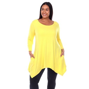 Women's Plus Size 3/4 Sleeve Makayla Tunic Top with Pockets - White Mark - 1 of 4