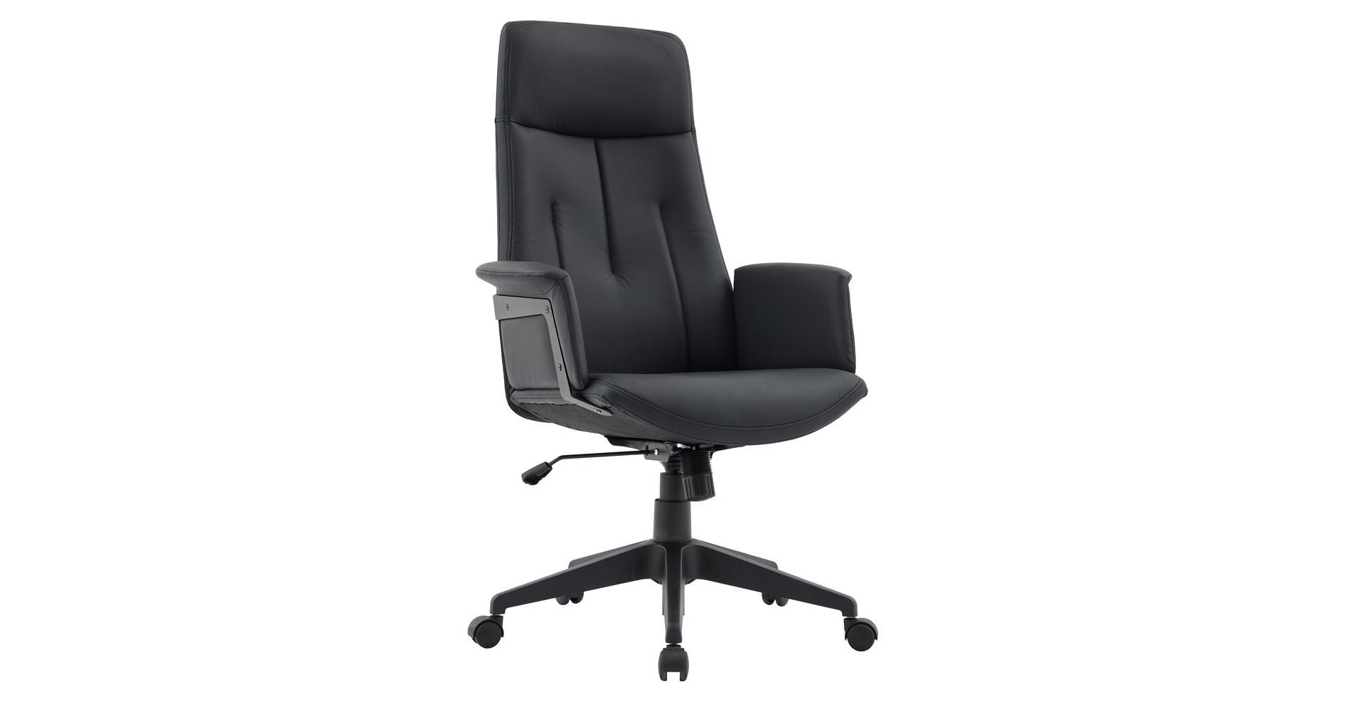LeisureMod Infini Ergonomic Modern High Back Leather Executive Office Chair with Adjustable Height, Swivel, Padded Armrests & Iron Base