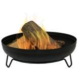 Sunnydaze Outdoor Camping or Backyard Steel with Heat-Resistant Finish Fire Pit Bowl on Stand - 23" - Black