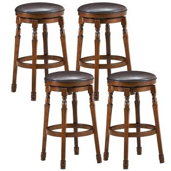 Costway Set of 4 29'' Swivel Bar Stool Leather Padded Dining Kitchen Pub Chair Backless