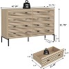 CIPACHO 8 Drawer Bedroom Dresser Wide Chest of Drawers with Metal Legs and Carved Lines Wooden Dresser Bedroom Storage Furniture for Living Room - 3 of 4