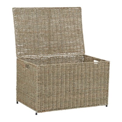 Large Natural Wicker Seagrass Storage Chest with Lift-Off Lid