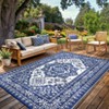 Outdoor Rug Medallion Plastic Straw Camping Carpet, Reversible Floor Mat, UV-Resistant Indoor Outdoor Area Rug for Backyard, Deck, Picnic, Porch - 2 of 4