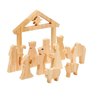 Bright Creations 11 Piece Unfinished Wooden Nativity Scene Set, DIY Christmas Decoration Craft - 1 of 4
