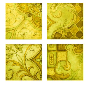 Northlight Set of 4 Bluish Green Square Antique Greek Style Wall Canvas Pictures - 1 of 2