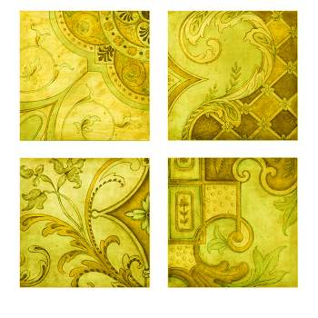 Northlight Set of 4 Bluish Green Square Antique Greek Style Wall Canvas Pictures