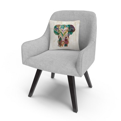 Boho Paisley Elephant Multicolor Microfiber Throw Pillow 16x16