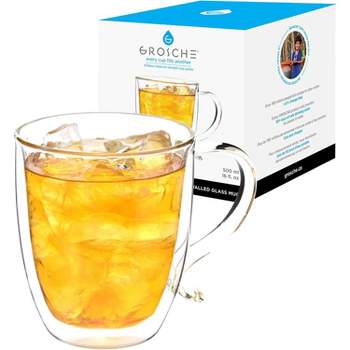 GROSCHE Cyprus Double Walled Glass mug for Coffee or tea, glass insulated cup, 16 fl oz. Capacity