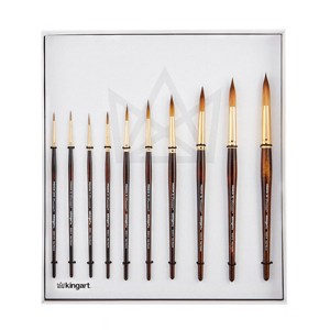 KINGART Finesse 8020 Ultra Round Series Kolinsky Sable Synthetic Blend Premium Watercolor Artist Brushes, Gift Box, Set of 10 - 1 of 4