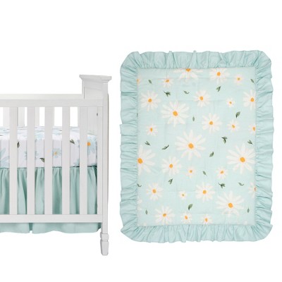 Lambs Ivy Sweet Daisy Blue white 3 piece Floral Baby Crib Bedding Set Target