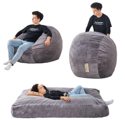 Gulches Giant Bean Bag Chair Bed for Adults, Convertible Lazy Chair to Floor Mattress, High-Density Foam Sofa Couch, Big Sofa Bed