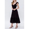 August Sky Women's Ruched Layered Ruffle Sleeve Midi Dress - 3 of 4