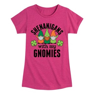 Girls' - Instant Message - St. Patrick's Day Shenanigans with my Gnomies Fitted Short Sleeve Graphic T-Shirt - 1 of 4
