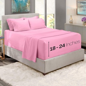 Hearth & Harbor 6 Piece Sheet Set, Extra Deep Pocket Sheets Fits Mattress up to 21", Soft Microfiber Sheets - 1 of 4