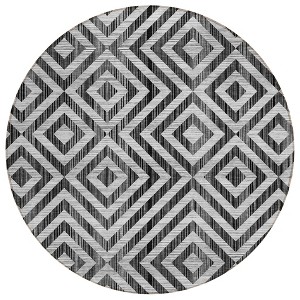 Black Gray And Silver Geometric Washable Indoor Outdoor Area Rug - 1 of 4