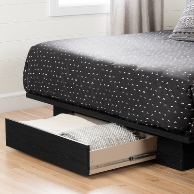Black Oak Queen Platform Bed with Single Drawer
