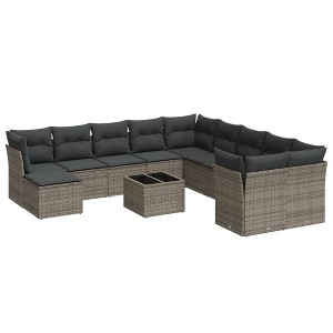 vidaXL Garden Sofa Set Grey PE rattan Large Modular Garden Sofa Set - 1 of 4