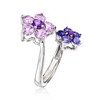 Ross-Simons 1.40 ct. t.w. Amethyst and .50 ct. t.w. Iolite Flower Bypass Ring in Sterling Silver - 3 of 4