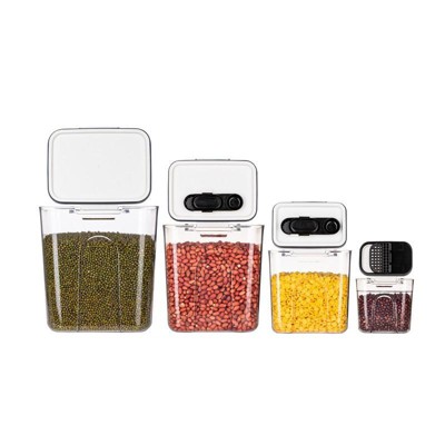 Kitchen Clear Plastic, 4-Piece Set, Airtight Food, Flour and Sugar Storage Container Set Utensils kitchen containers kitchen clear