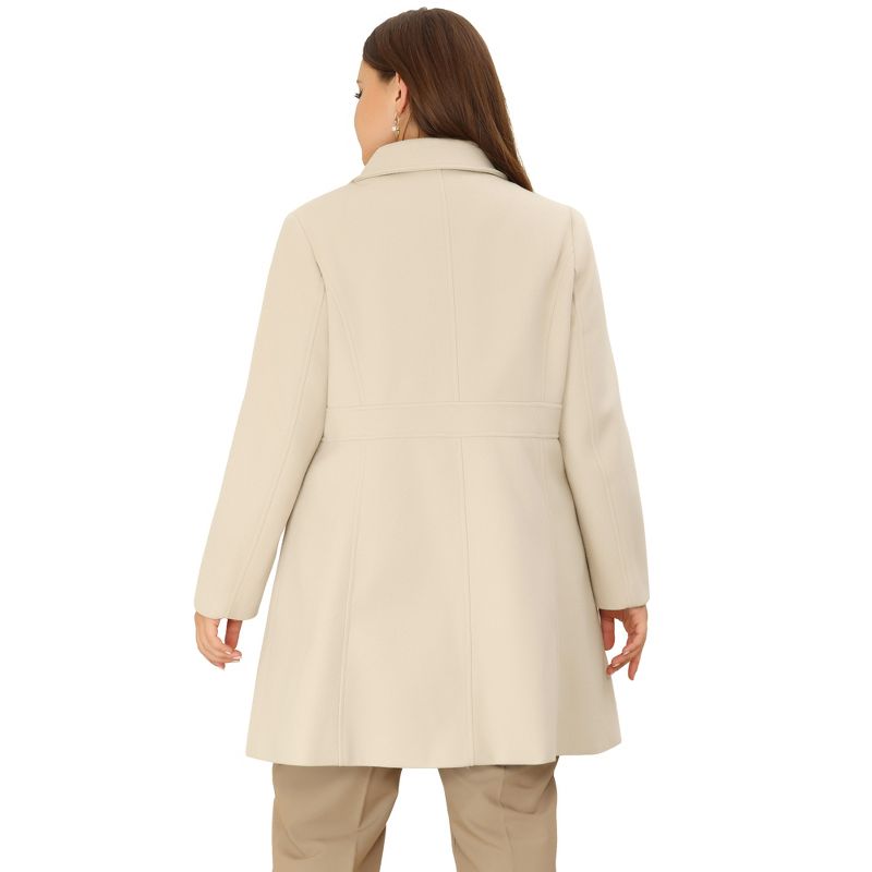 Agnes Orinda Women's Plus Size Notched Lapel Single Breasted Winter Long Pea Coat, 4 of 6