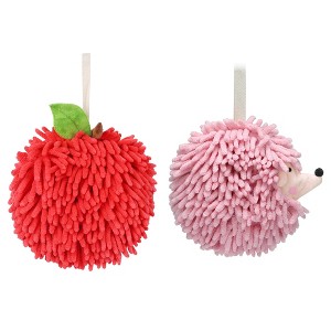 REGALWOVEN 2 Pcs Comfortable Soft Absorbent Chenille Ball Fuzzy Hand Towel for Home Decor - 1 of 4