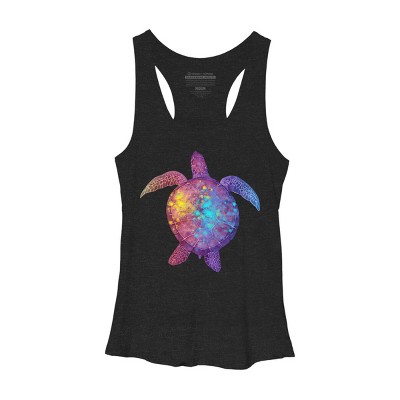 Women's Design By Humans Pink And Purple Watercolor Sea Turtle By Maryedenoa Racerback Tank Top